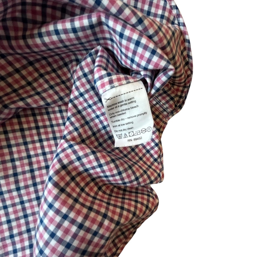 Lorenzo Uomo Mens Trim Fit Dress Shirt 16.5 34/35 Red Navy Check Long Sleeve EUC - Picture 8 of 8